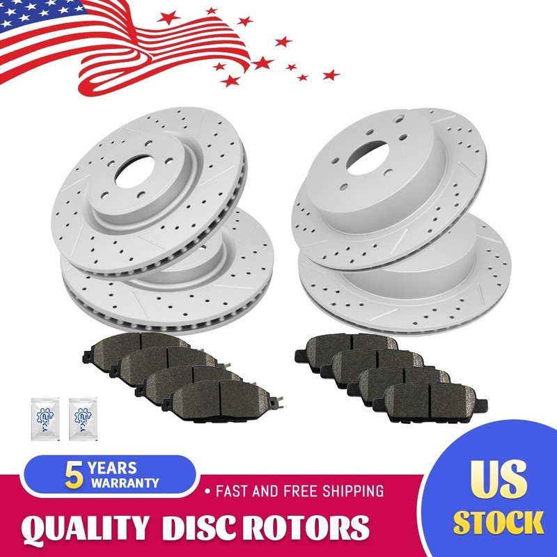Front & Rear Drilled Rotors Ceramic Pads for Nissan Murano Pathfinder JX35 QX60
