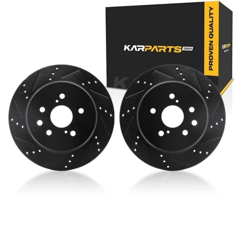 For Lexus IS250 2010 2011 2012 2013 Rotor Set | Black | Drilled And Slotted