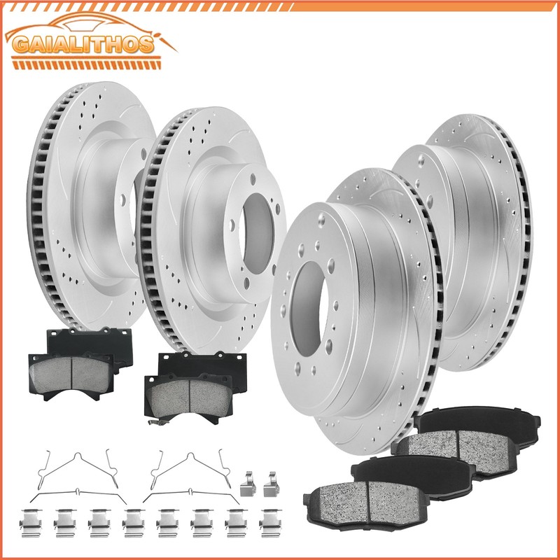 Front Rear Disc Rotors Ceramic Brake Pads for Land Cruiser Sequoia Tundra LX570
