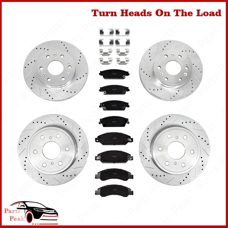 Brake Front Rear Drilled Rotors Pads For Chevy Suburban 1500 GMC Yukon Tahoe New