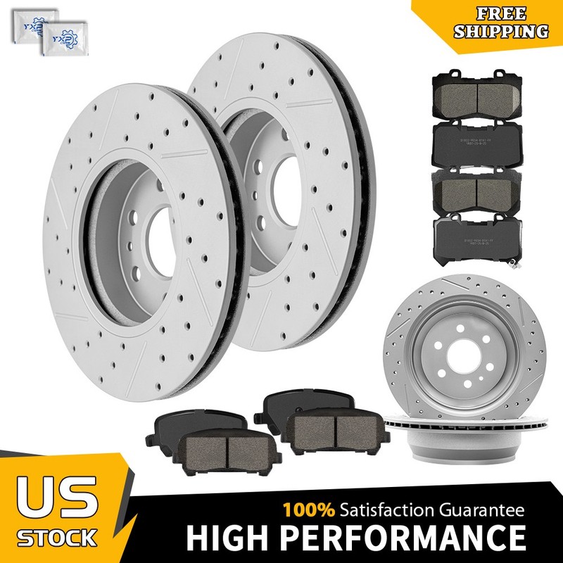 Front Rear Drilled Rotors Ceramic Brake Pads for Chevy Colorado Canyon 2015-2020