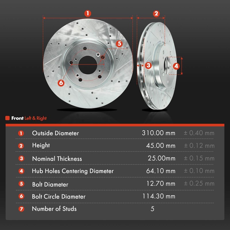 2x Front Side Driver & Passenger Side Drilled Brake Rotors for Acura TL 04-08 gallery