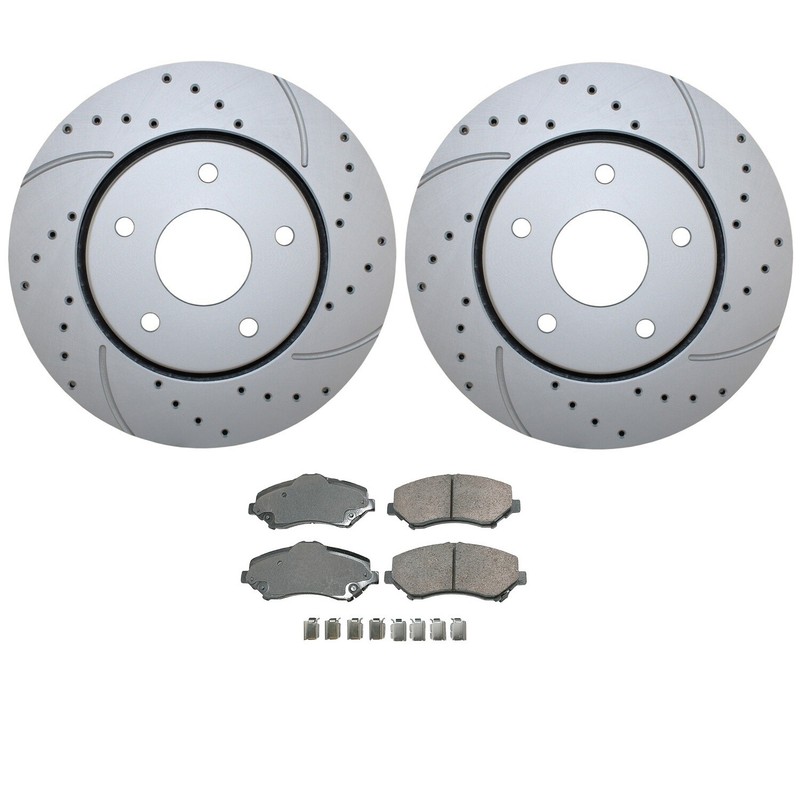 Front Brake Kit 302mm Drilled Rotors Akebono Ceramic Pads For Chrysler Dodge Ram gallery