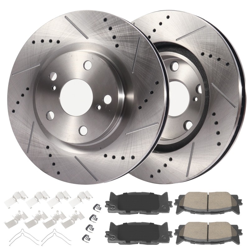 BRAKE PADS FRONT DRILLED ROTORS KIT FOR TOYOTA CAMRY AVALON LEXUS ES350 ES300H
