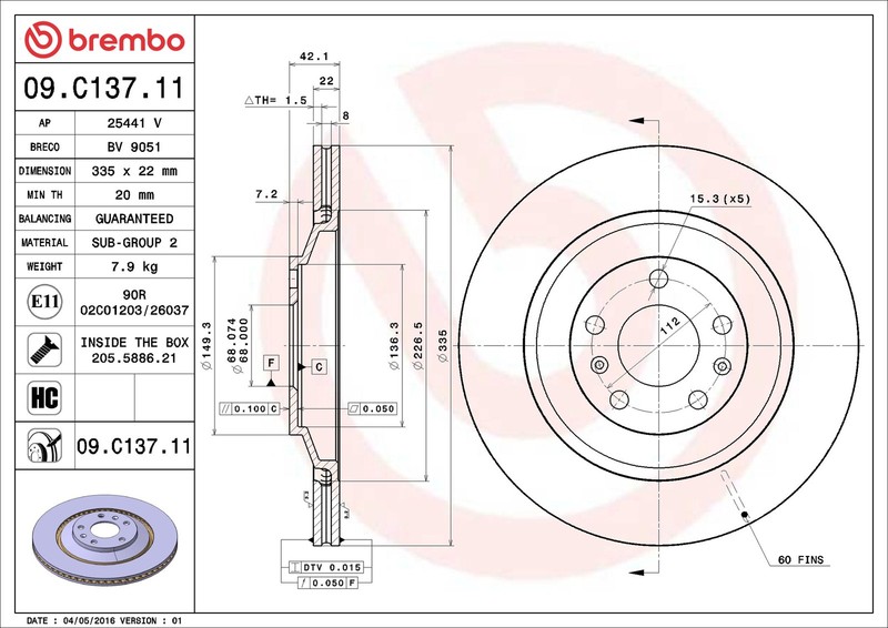 2x Brake Discs Pair Vented fits BENTLEY CONTINENTAL 6.0 Rear 03 to 18 335mm Set gallery