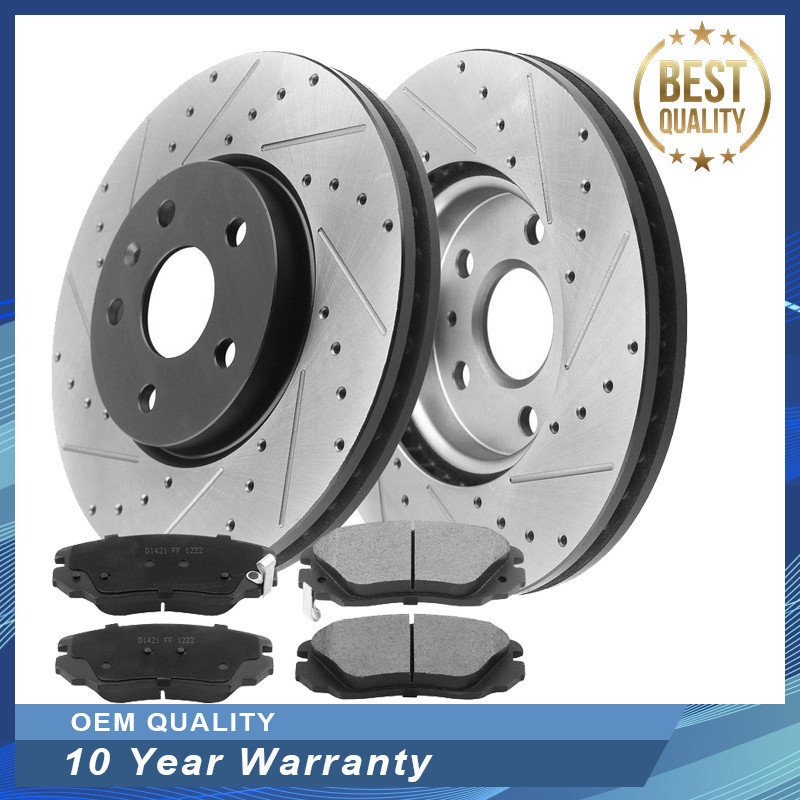 For GMC Terrain Chevrolet Malibu Brake Rotors and Brake Pads Front 5 Lugs