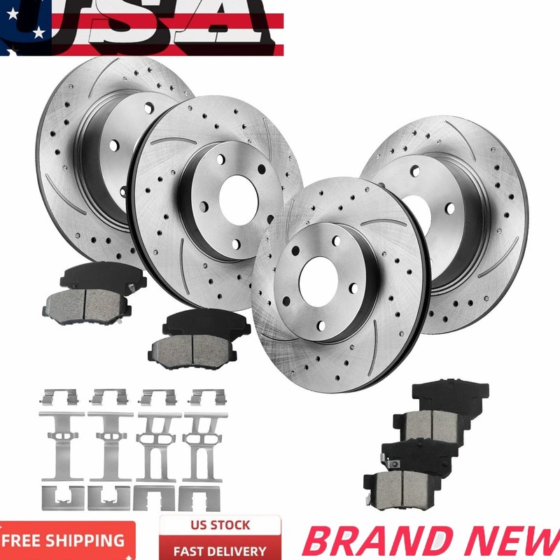 Front Rear Drilled Disc Rotors Ceramic Brake Pads for 2006 – 2011 Honda Civic