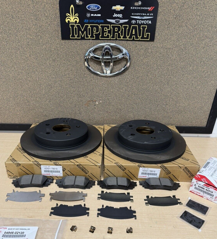 2018-2022 TOYOTA C-HR REAR BRAKE KIT OEM ROTORS TCMC PADS & SHIMS