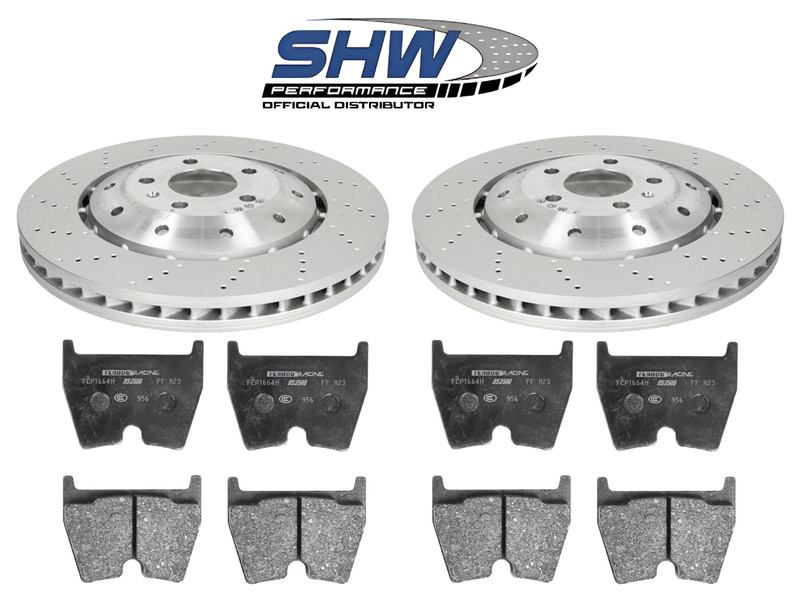 SHW FRONT BRAKE DISCS FERODO RACING PADS FOR AUDI RS4 RS5 R8 420615301A 365MM