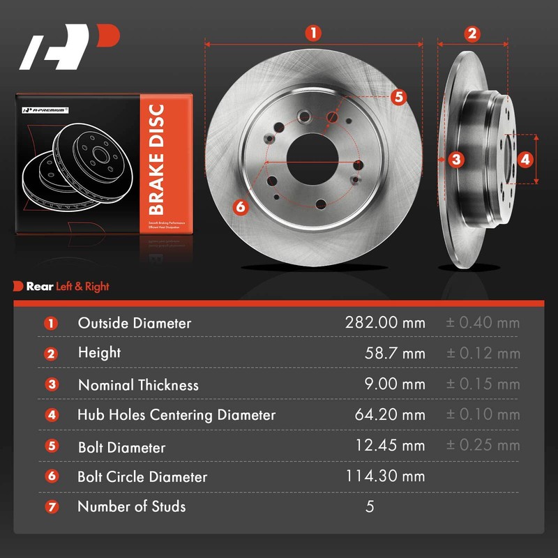 A-Premium Rear Disc Brake Rotors for Honda Element 2003-2011 Acura TL 2004-2008 gallery