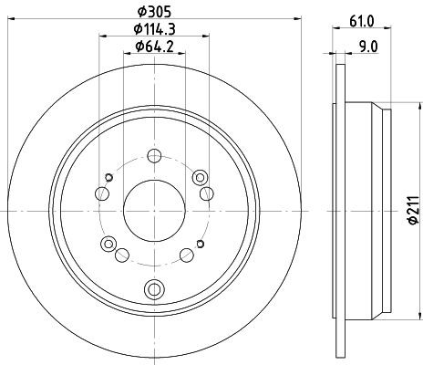 2x Rear Brake Disc Fits Honda Mintex MDC1842 Outer Ø 305mm Solid gallery