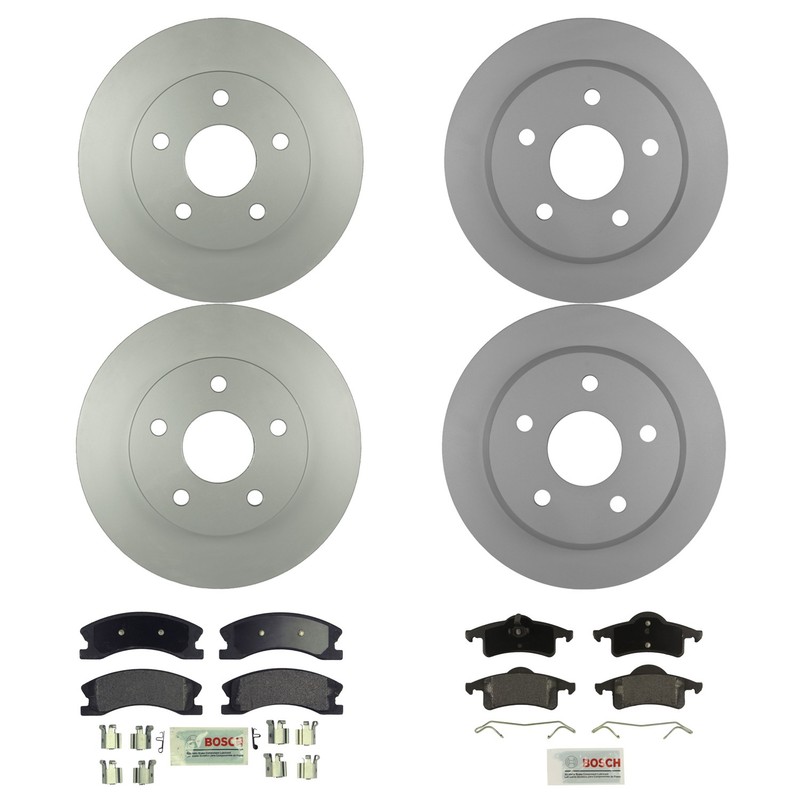 Bosch Quietcast Front Rear Rotors Blue Semi-Met Disc Brake Pad Kit For Cherokee