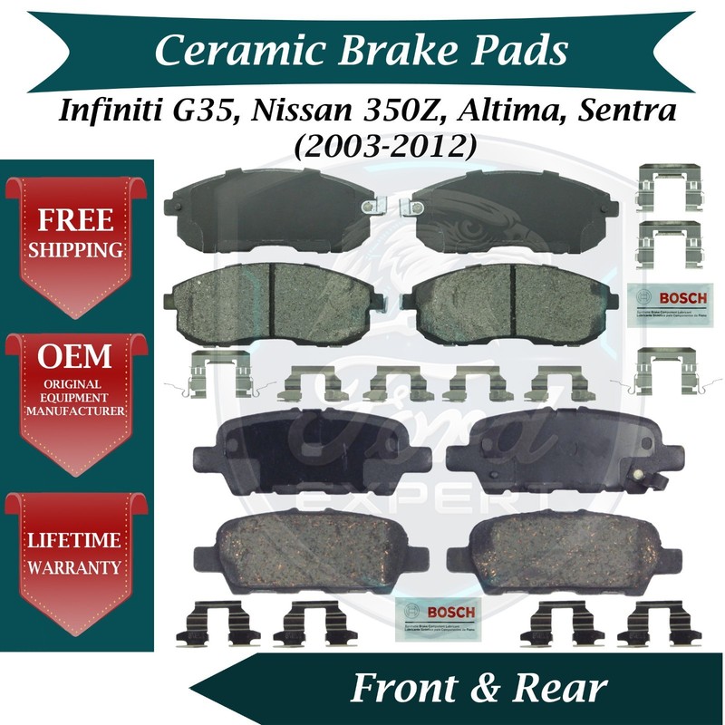Bosch OEM Front & Rear Brake Pads For 2003-2012 Nissan Infiniti 10 Yr Warranty