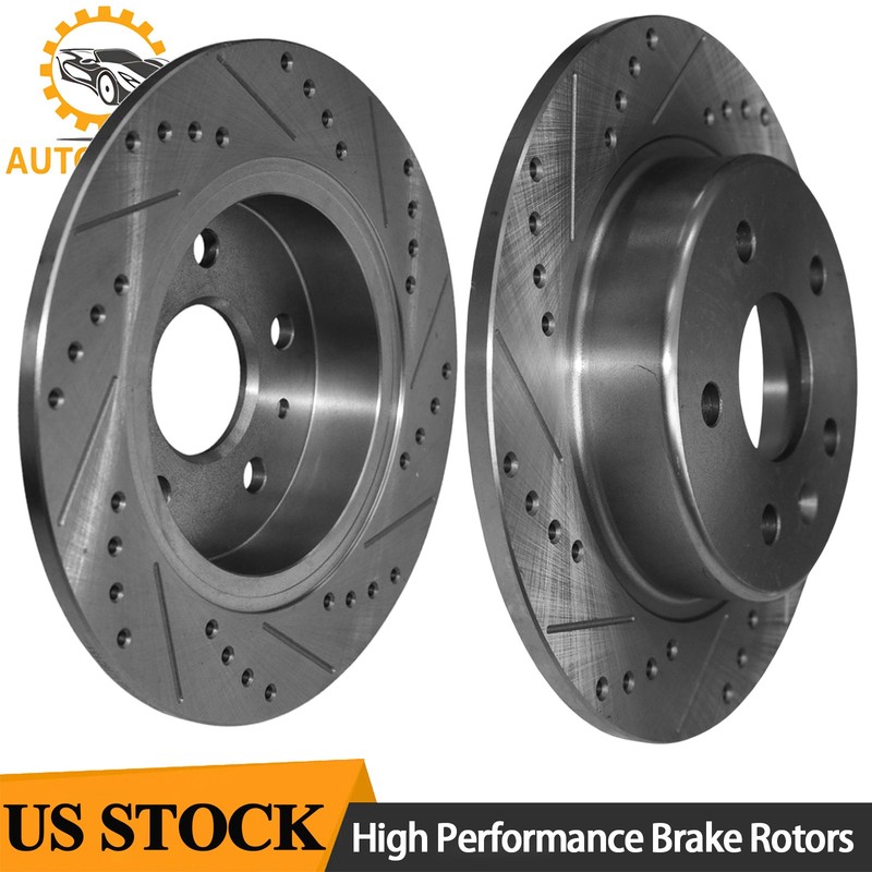 2Pcs Rear Drilled Brake Rotors for Chevrolet Volt 2016-2019 Cruze Bolt Euv EV