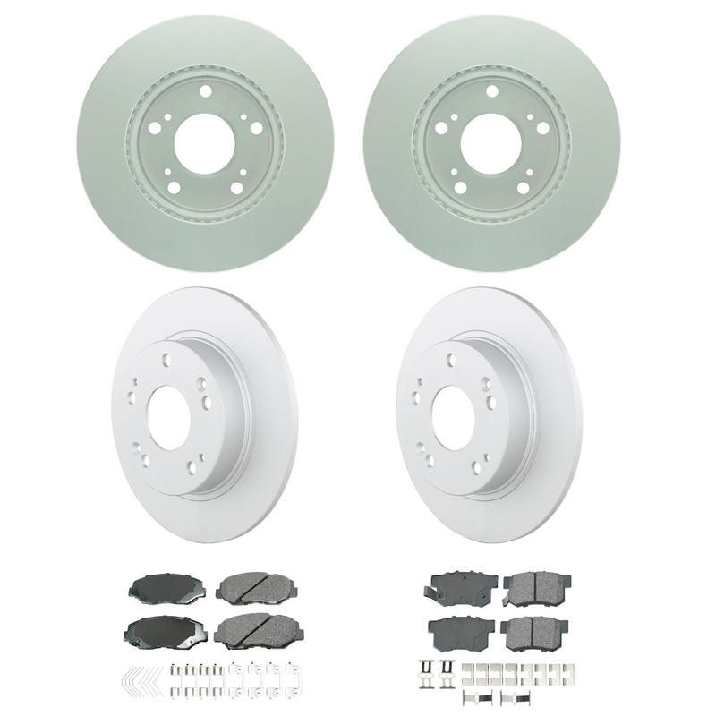 Bosch Front Rear Rotor Akebono ProACT Ceramic Brake Pad Kit for Civic LX R18Z1