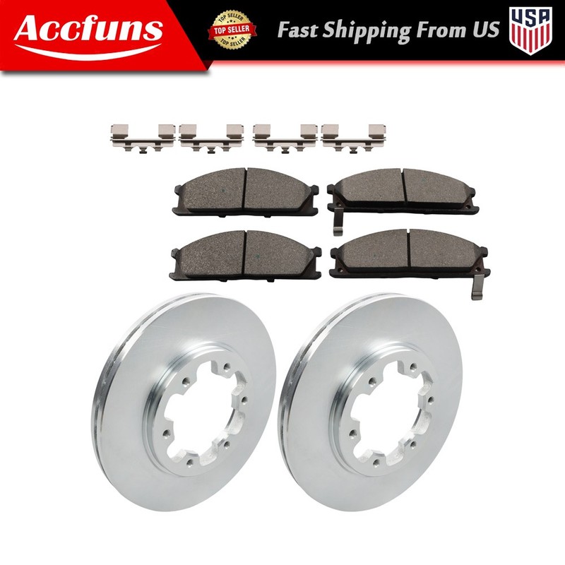 Front Disc Brake Rotors + Ceramic Brake Pads For Nissan D21 Pathfinder Pickup