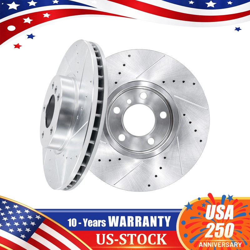13.07″ FRONT Drilled Slotted Brake Rotors for 2011 2012 – 2018 BMW X5 X6 (332mm)