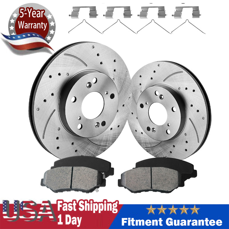 Front DRILLED Rotors Ceramic Brake Pads For Honda Civic 2.0L 2013-2015 282mm