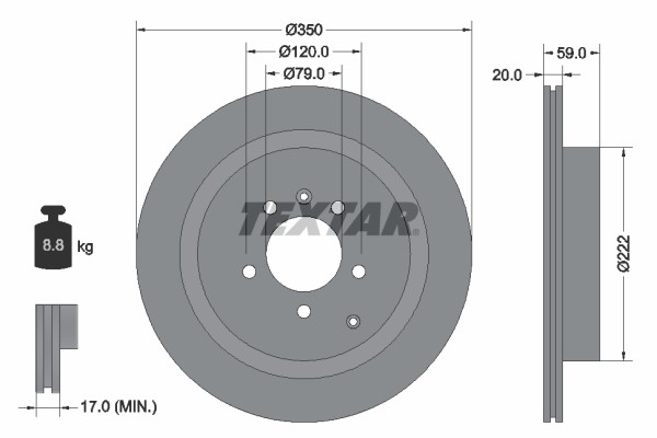Textar 92147703 Brake Disc for Land Rover