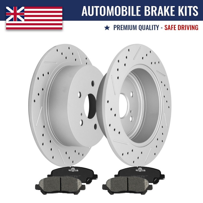 Rear Brake Rotors & Ceramic Pads for 2008 -2010 2011 2012 2013 Toyota Highlander