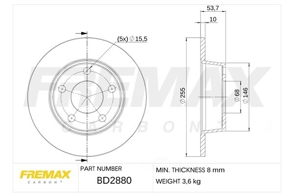 Disc Brake Rotor Fremax BD2880 fits 09-18 Audi A6 Quattro