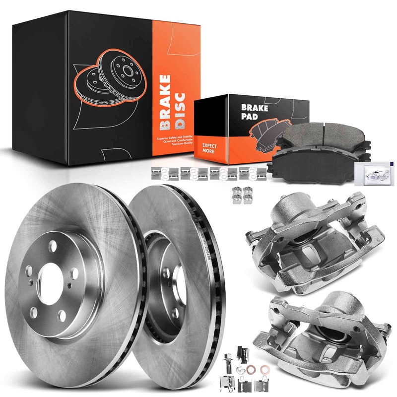 Disc Brake Rotor & Pads + Calipers for Toyota Corolla 09-19 Matrix 09-14 Front