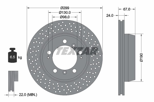 Textar 92176705 Brake Disc for Porsche