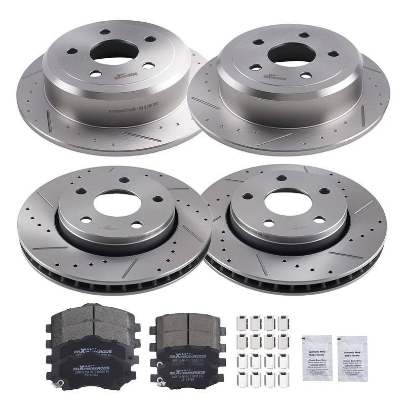 Front Rear Brake Rotors and Pad Set for Jeep Wrangler 2007-17 Wrangler JK 2018