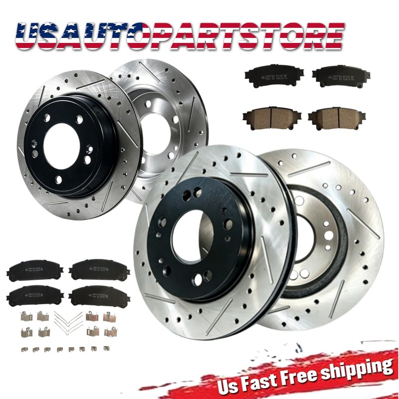 Front Rear Drilled Rotors Brake Pads for Lexus RX350 RX450h Toyota Sienna 2011