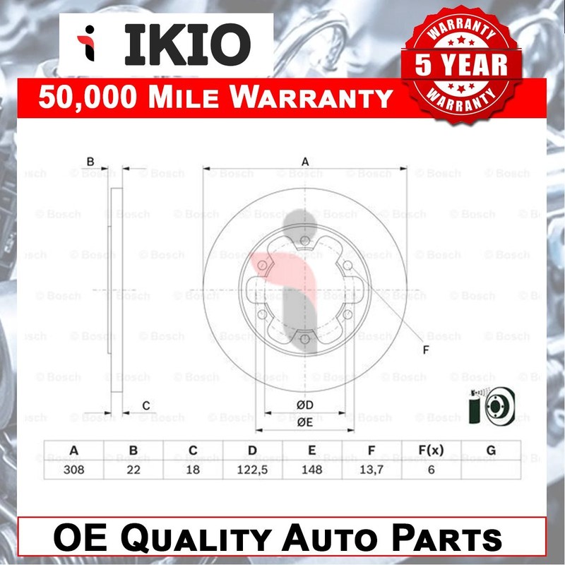 Fits Ford Transit 2014-2024 Transit Custom 2022- Brake Discs Rear Ikio