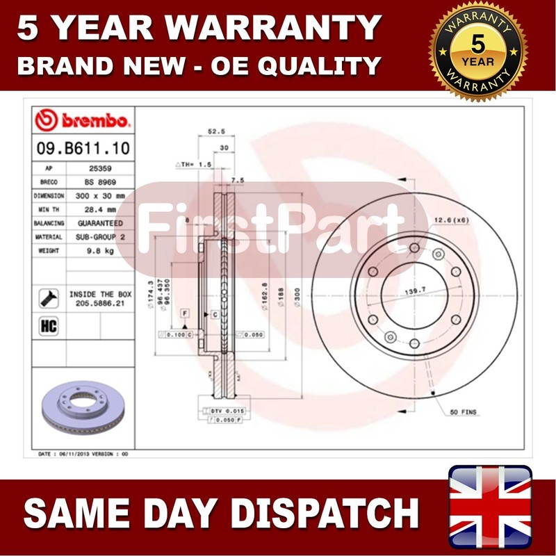Fits Hyundai iload i800 2.4 2.5 CRDi dCi Firstpart Front Brake Disc gallery