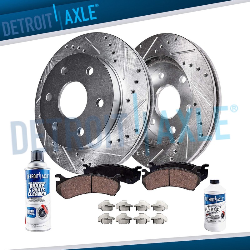 350mm Front Drilled and Slotted Rotors + Brake Pads for Nissan Armada Titan