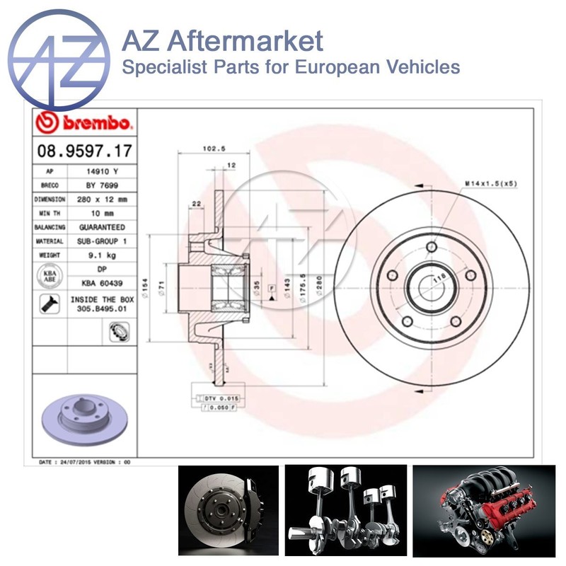 Fits Vauxhall Vivaro 2001-2014 Renault Trafic 2001- AZ Rear Brake Disc gallery