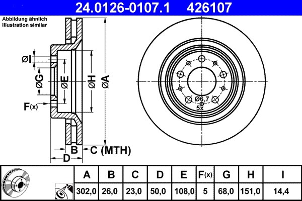 2X 24.0126-0107.1 ATE Brake Disc for Volvo