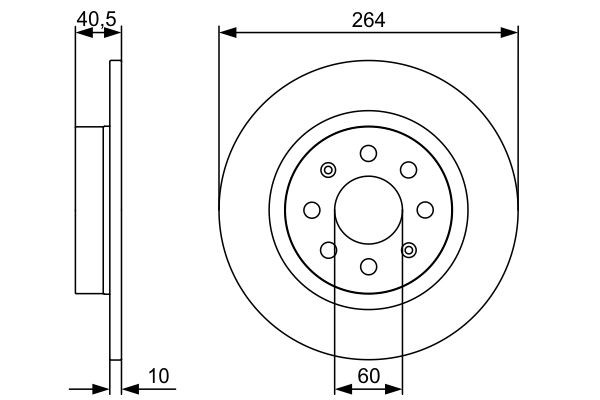 BOSCH 0986479517 Brake Disc Rear Solid 264mm Outer Ø Fits Fiat Opel Vauxhall gallery