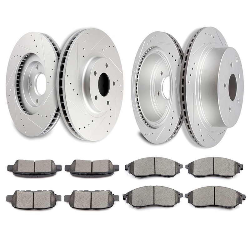 Front And Rear Drilled Brake Rotors & Pads For 2011 2012-2014 Nissan Murano