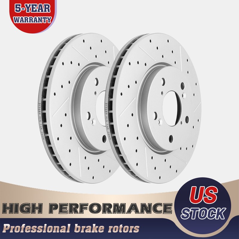 Front Drilled Disc Brake Rotors for 2005 2006 2007 2008 2009 2010 Honda Odyssey