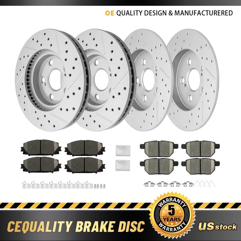 For Toyota Prius Lexus CT200h Front Rear Drilled Brake Rotors + Ceramic Pads Kit