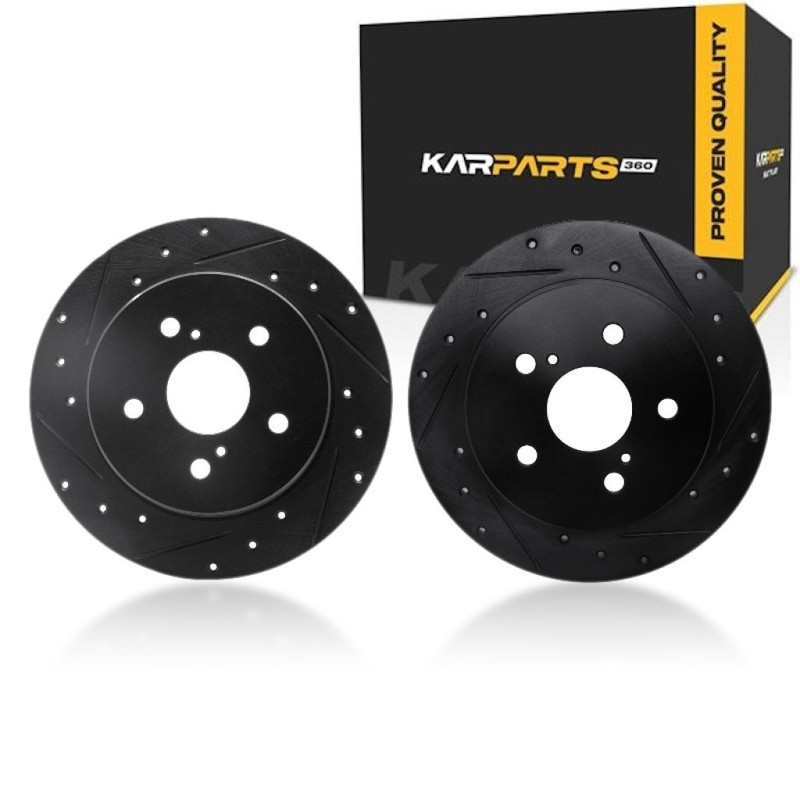 For Lexus UX250h 2019 20 21 22 23 2024 Rotor Set | Black | Drilled And Slotted