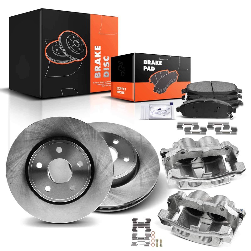 Front Disc Brake Rotor & Pad & Caliper for Jeep Grand Cherokee 2005 2006-2010