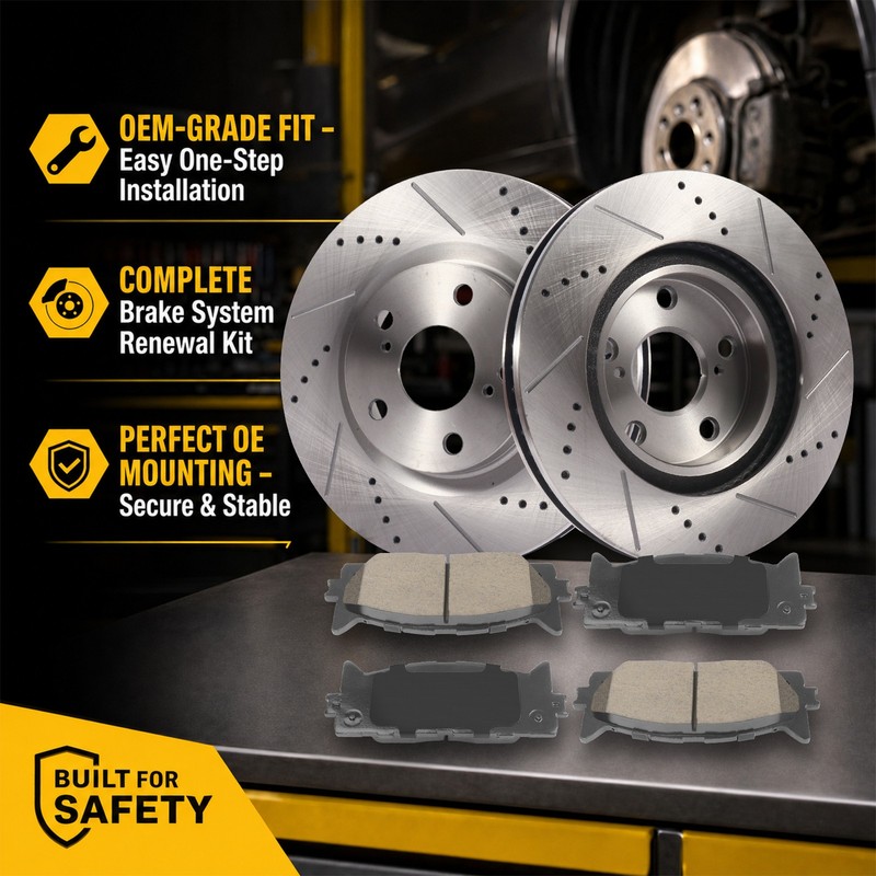 Front Drilled Rotors Brake Pads set for Toyota Camry Avalon Lexus ES350 OE Spec gallery