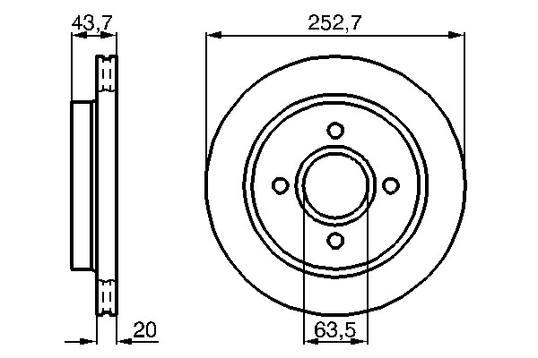 2x Brake Discs Pair Vented fits FORD SCORPIO Mk2 2.3 Rear 96 to 98 Y5A 253mm Set gallery