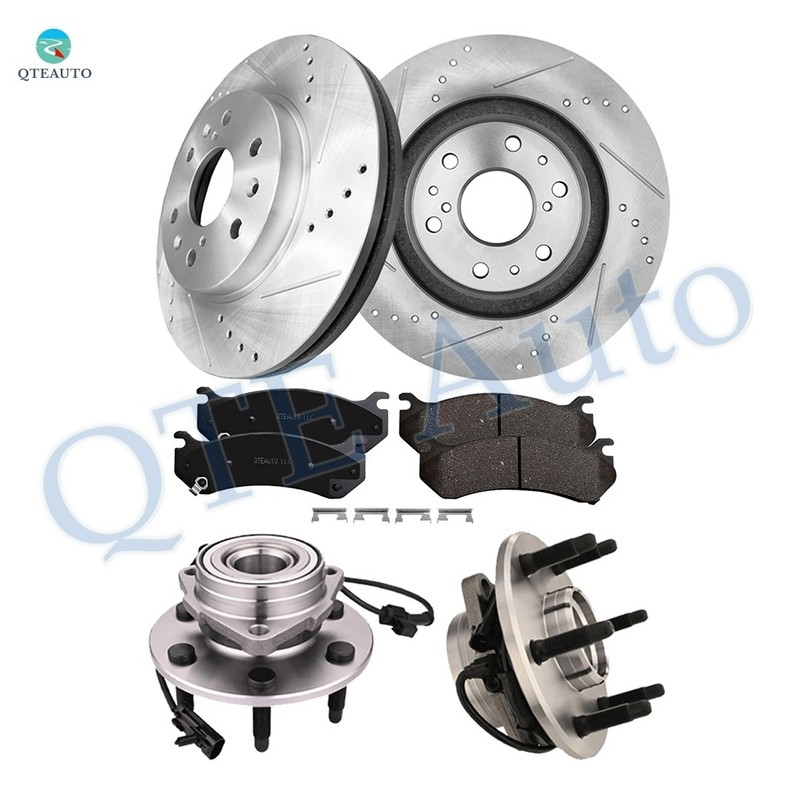 8 Front 329.95 Drilled Rotors-D785 7653 Pad-Hub For 2007 GMC Sierra 1500 Classic