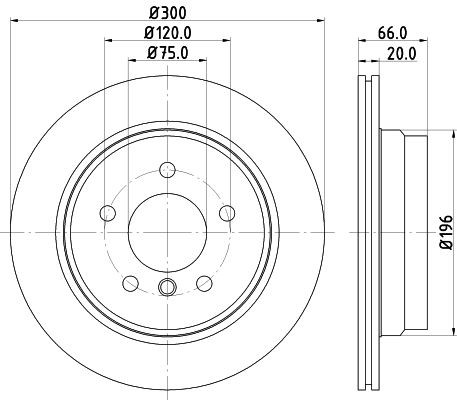 Hella Brake Disc Set Rear 54549PRO 300mm x 20mm 05/06 x 120mm For BMW 1 OEM