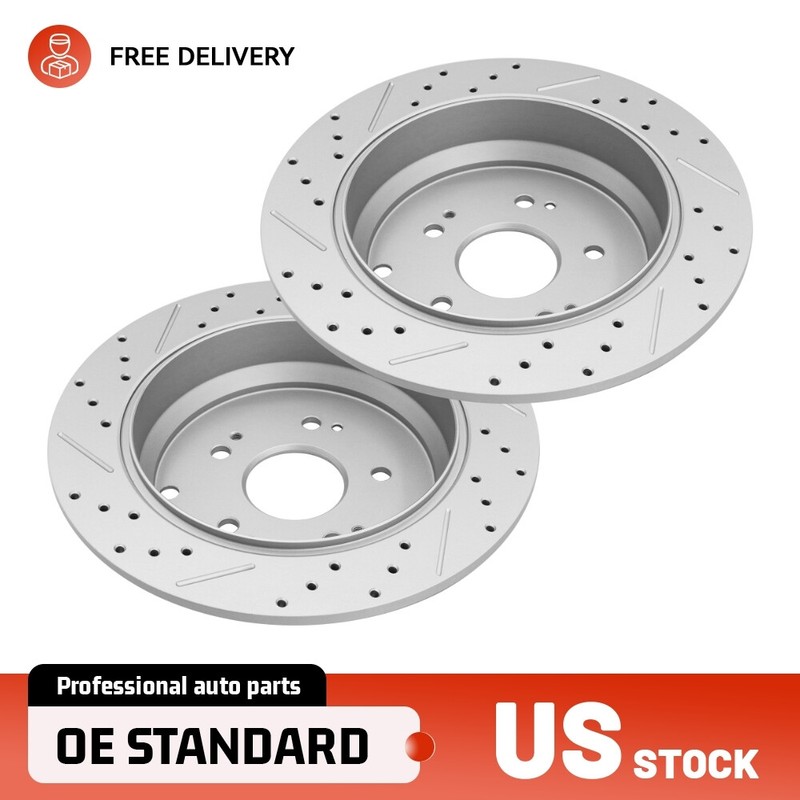 Rear Drilled Disc Brake Rotors Set for Honda CR-V 2005-2016 Acura RDX 2007-2018