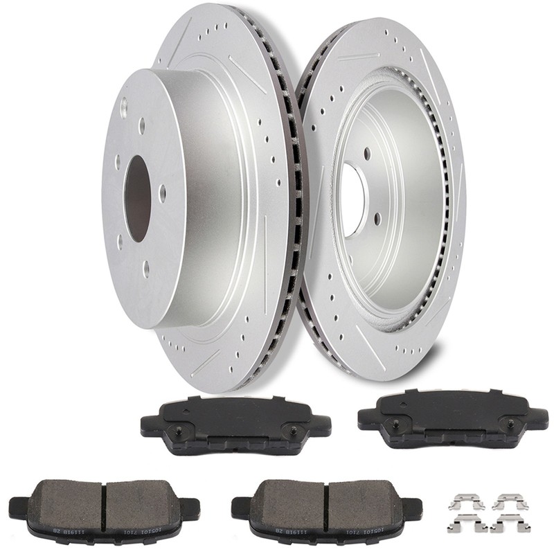 Rear Discs Brake Rotors and Ceramic Pads For Infiniti FX35 2003-2012 Drill Slot