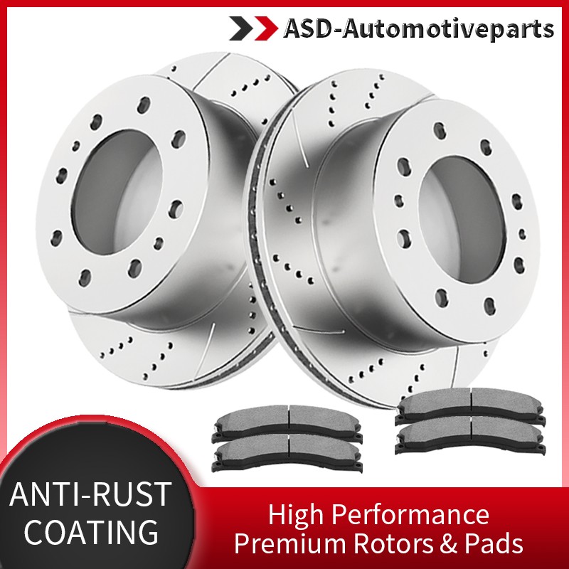 Rear Drilled Brake Rotors Pads Kits for Chevy GMC Silverado Sierra 2500HD 3500HD