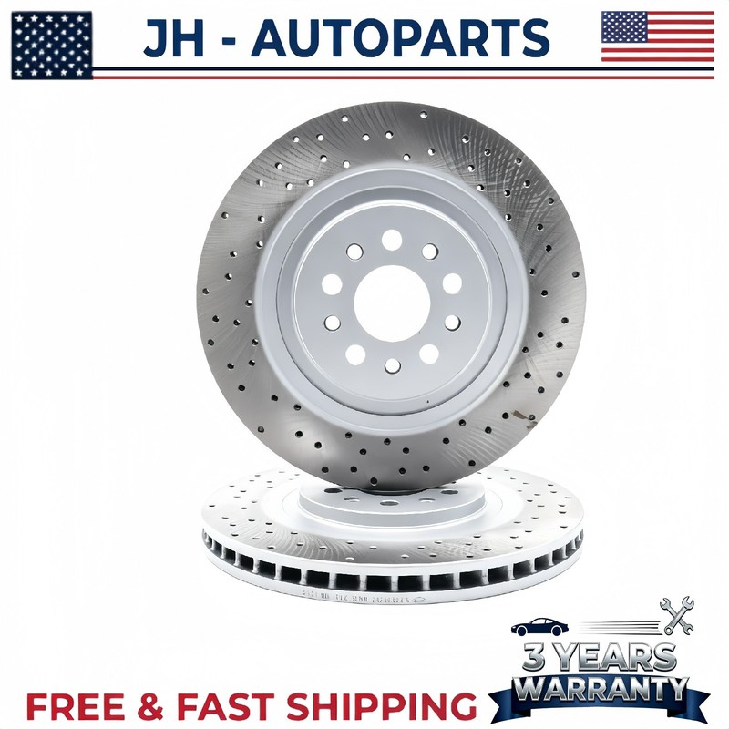 4PCS Front Rear 2PC Drilled Vented Rotors Fit Maserati Ghibli Quattroporte 17+ gallery