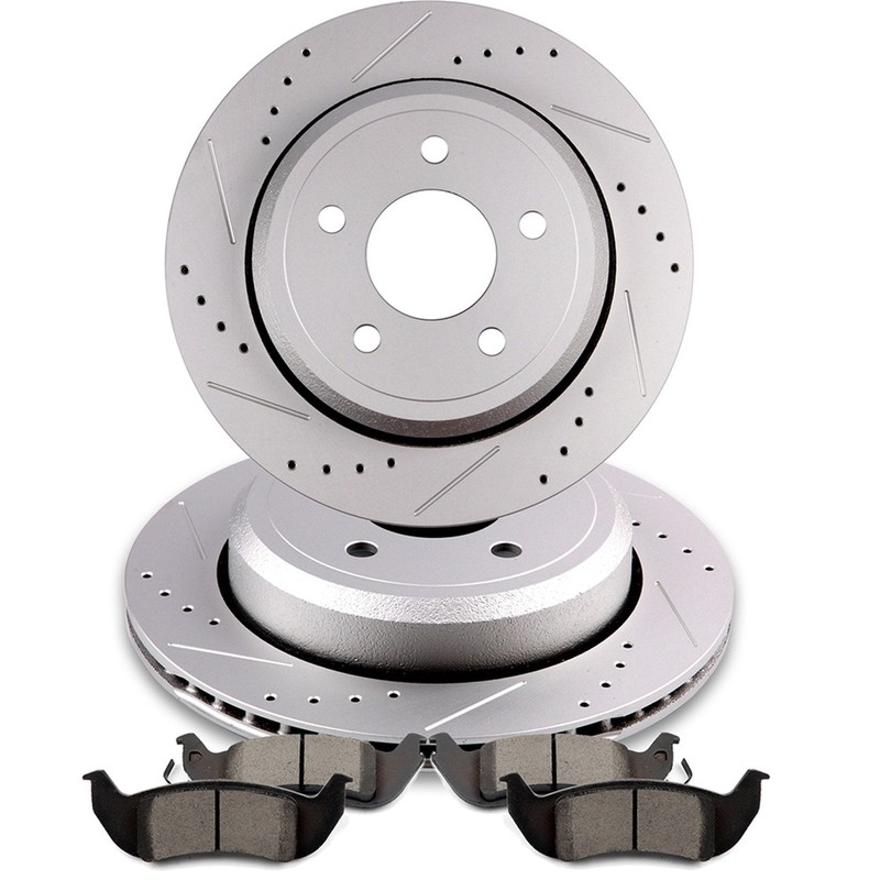 Drilled Rear Brake Pads And Rotors Fits Mercury Marauder Base 4.6L 2003-04 295mm