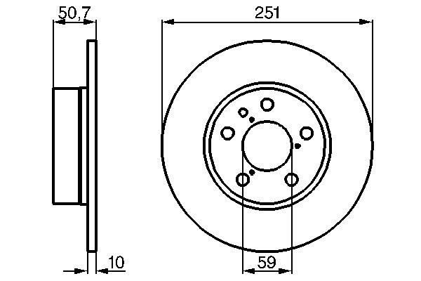 2x Brake Discs Pair Solid Rear 251.2mm 0986478341 Bosch Set 164062610000 BD281 gallery